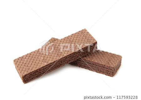 Chocolate wafers isolated on a white background Chocolate wafers isolated on a white background 117593228