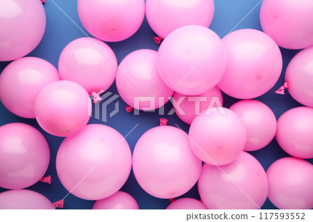 Many pink balloons on dark blue background. Many pink balloons on dark blue background. 117593552