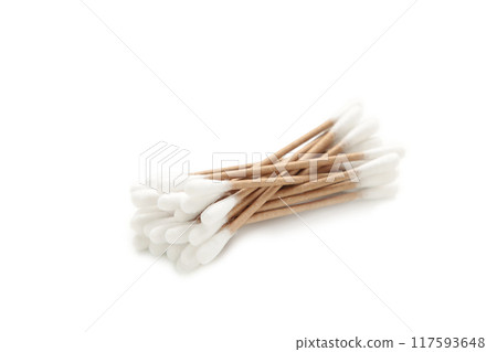 White cotton swabs isolated on white background White cotton swabs isolated on white background 117593648