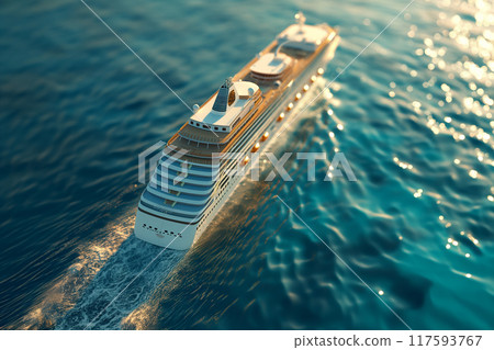 Luxury cruise ship crossing the sea 117593767