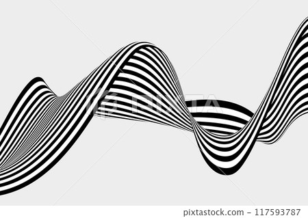 Black and white wavy line stream,curved curved wave,abstract background illusion. Black and white wavy line stream,curved curved wave,abstract background illusion. 117593787