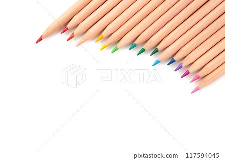 Colour pencils isolated on white background close up Colour pencils isolated on white background close up 117594045