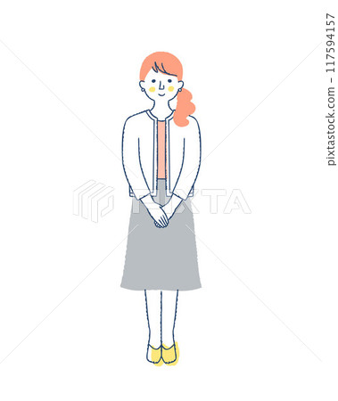 Smiling woman with folded hands Smiling woman with folded hands 117594157