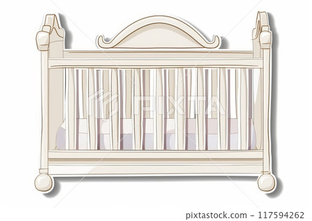 Wooden crib with soft coloring is designed for 117594262