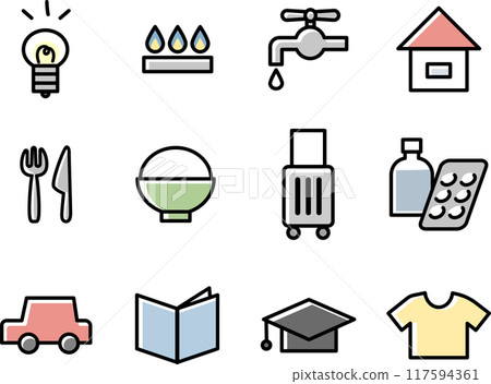 Household expenditure icon set 117594361