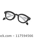 Hand-drawn illustration of black-rimmed glasses 117594566