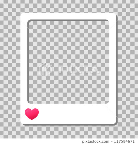 Empty photo frame isolated on transparent background. Blank photo border decorated with heart. Vector illustration Empty photo frame isolated on transparent background. Blank photo border decorated with heart. Vector illustration 117594671