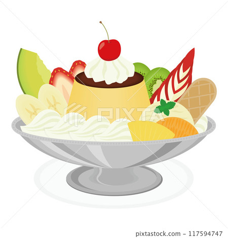 Illustration of pudding a la mode Illustration of pudding a la mode 117594747