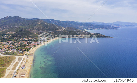 Aerial view at the beach. Aerial view at the beach. 117594946