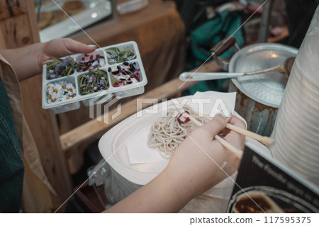 Making homemade soba noodles Making homemade soba noodles 117595375