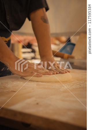 Making homemade soba noodles 117595384