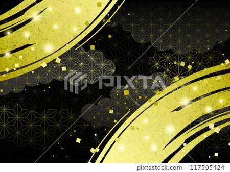 Japanese style Black Friday background, golden, clouds, hemp leaf pattern, cute, illustration, glitter, horizontal Japanese style Black Friday background, golden, clouds, hemp leaf pattern, cute, illustration, glitter, horizontal 117595424
