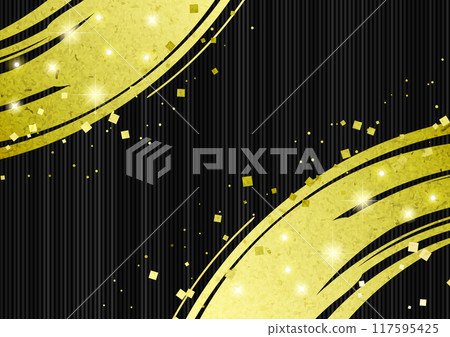 日式黑色星期五背景，金色，竹子，可愛，插畫，閃光，水平 117595425