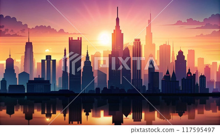 City at sunset 117595497