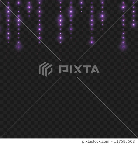 Hanging purple lights on dark background, evoking a mystical atmosphere. Vector Hanging purple lights on dark background, evoking a mystical atmosphere. Vector 117595508