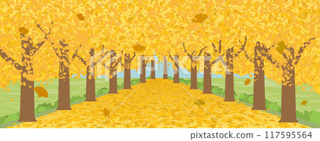 一排銀杏樹風景 一排銀杏樹風景 117595564