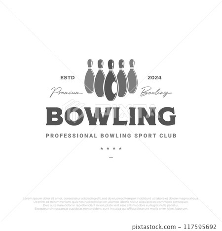 simple logotype for bowling logo template design. silhouette illustration for strike bowling ball icon 117595692