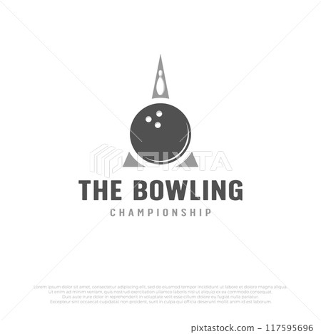 bowling game trophy logo template. bowling tournament triangle trophy vector design illustration. bowling game trophy logo template. bowling tournament triangle trophy vector design illustration. 117595696