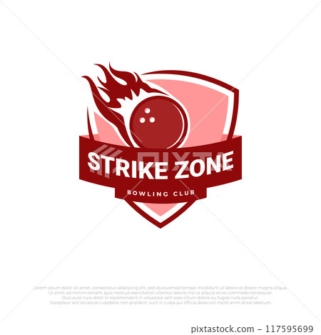 fire bowling ball logo emblem vector template. bowling club logo design illustration and strike fire bowling ball logo emblem vector template. bowling club logo design illustration and strike 117595699