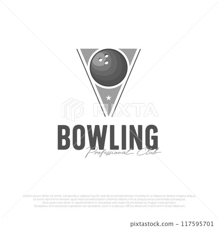 bowling ball logo emblem design illustration sport template vector graphic design. logo for bowling club in tournament or league champion 117595701