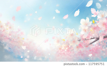 AI-generated image: cherry blossom petals dancing in the blue sky AI-generated image: cherry blossom petals dancing in the blue sky 117595751