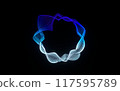 Futuristic colorful sphere of lines. Network connection big data. Abstract technology background. Place for text. 3d rendering. 117595789