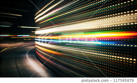 Light on the road from cars Light movement at night 117595879