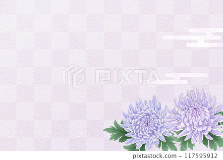 Japanese-style chrysanthemum background checkered pattern 117595912