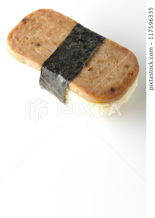 在白色背景上拍攝的垃圾郵件 musubi 117596335