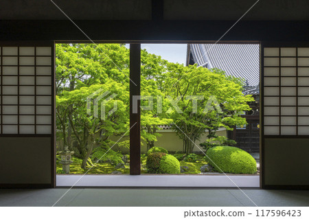 Myokenji Temple - The garden of Shikai Shodo as seen from the reception hall 117596423