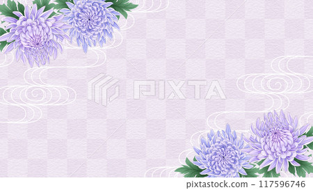 Chrysanthemum Japanese-style background checkered pattern 16:9 Chrysanthemum Japanese-style background checkered pattern 16:9 117596746
