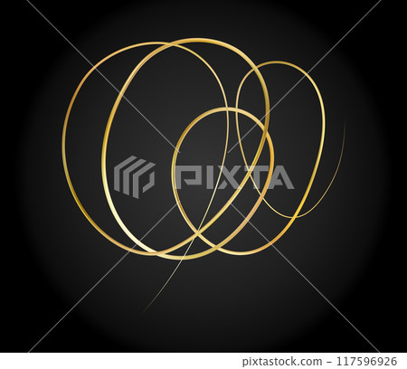 Golden doodle abstract line. Hand drawn curly swishes 117596926
