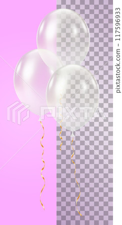 White Gold transparent balloon. 3D glitter luxury realistic balloons. White Gold transparent balloon. 3D glitter luxury realistic balloons. 117596933