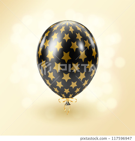 Black Gold balloon. Luxury realistic balloons. Star pattern. Black Gold balloon. Luxury realistic balloons. Star pattern. 117596947