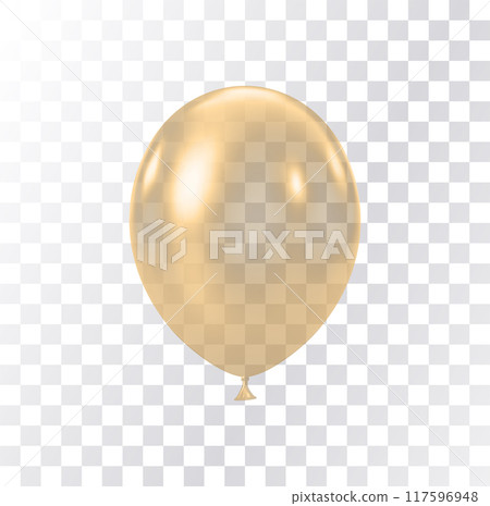 Transparent yellow gold balloon isolated on white background. Transparent yellow gold balloon isolated on white background. 117596948