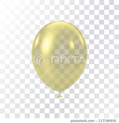 Transparent yellow gold balloon isolated on white background. Transparent yellow gold balloon isolated on white background. 117596950
