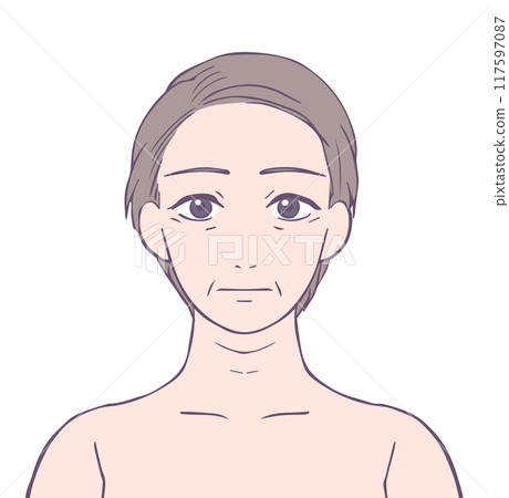 沒有表情的中年婦女上半身美女插畫 117597087