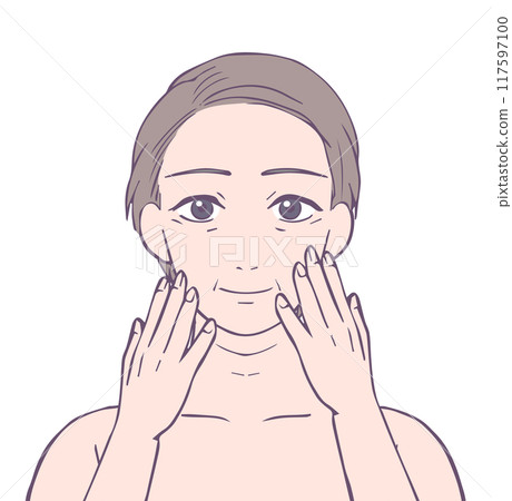 中年婦女上半身，美女插畫 117597100