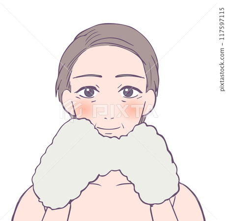 蒼白中年婦女的上半身，美女插畫 117597115