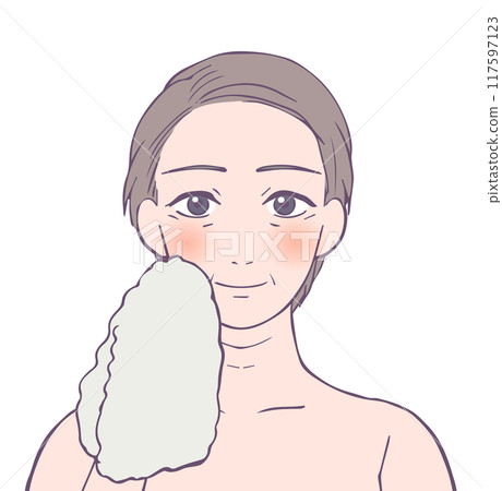 蒼白中年婦女的上半身,美女插畫 蒼白中年婦女的上半身,美女插畫 117597123