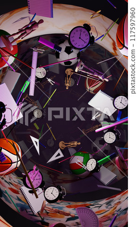 3D illustration Background for advertising and wallpaper in education and school scene. 3D rendering in decorative concept. 117597960