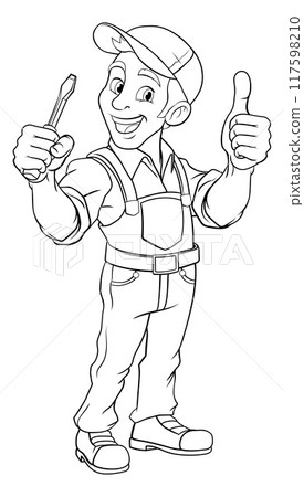 Electrician Handyman Screwdriver Cartoon Mascot 117598210