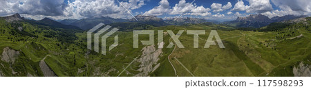 Marmolada from Armentarola Aerial view of the Dolomites mountain landscape in Trentino, South Tyrol in Northern Italy. Marmolada from Armentarola Aerial view of the Dolomites mountain landscape in Trentino, South Tyrol in Northern Italy. 117598293