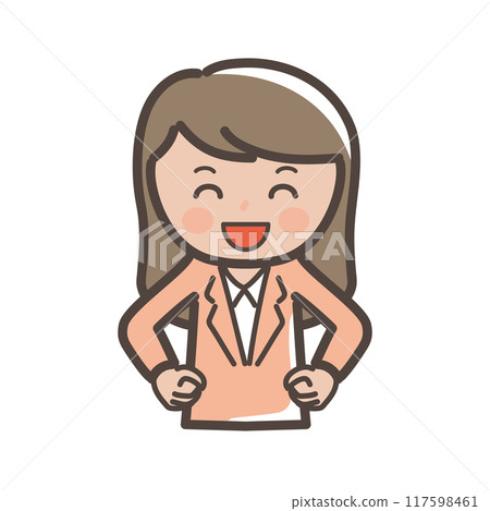 一位笑容滿面的女商人的插圖 117598461