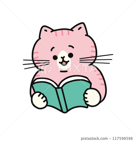Cat reading a book 117598598