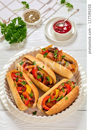 zesty sausage, pepper, mushroom and onion hoagies zesty sausage, pepper, mushroom and onion hoagies 117599208