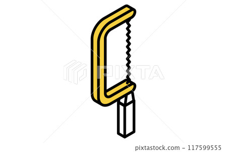 Isometric simple line drawing tool icon, jigsaw Isometric simple line drawing tool icon, jigsaw 117599555