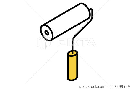 Isometric simple line drawing tool icon, paint roller Isometric simple line drawing tool icon, paint roller 117599569