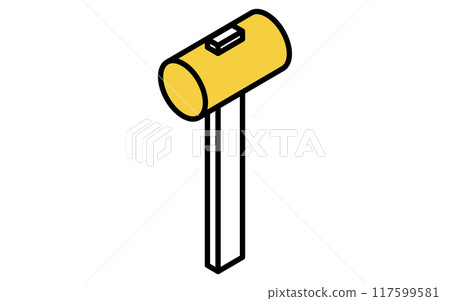 Isometric simple line drawing tool icon, hammer Isometric simple line drawing tool icon, hammer 117599581