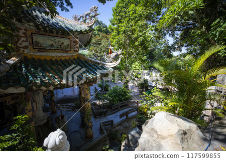This is a beautiful view of the Marble Mountains, a famous tourist attraction in Vietnam. This is a beautiful view of the Marble Mountains, a famous tourist attraction in Vietnam. 117599855